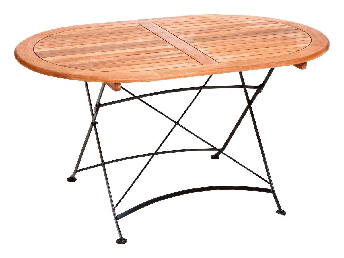 Gartentisch Klappbar Schlossgarten Echtholz L:140cm - Naturfarben, ROMANTIK / LANDHAUS, Holz/Metall (140/90/75cm) - Gardenson