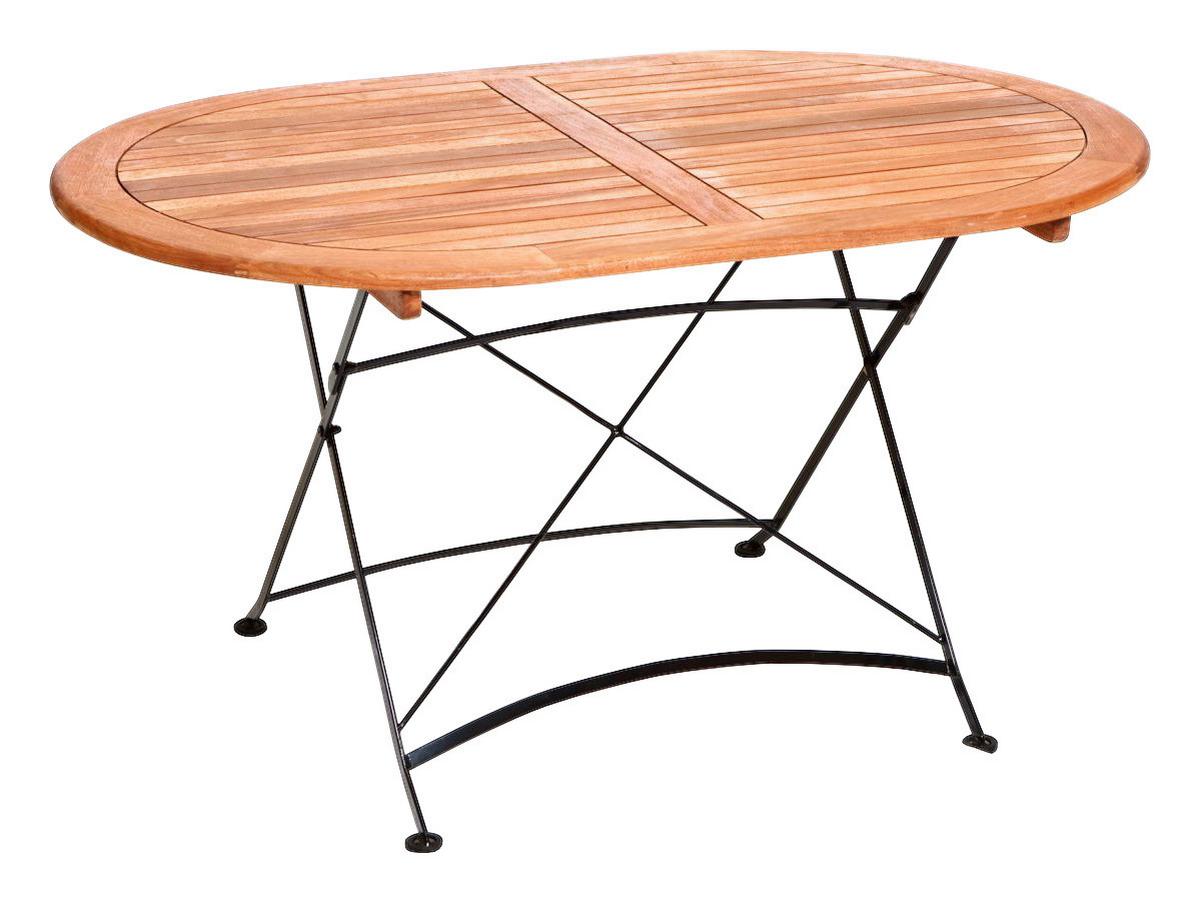 Gartentisch Klappbar Schlossgarten Echtholz L:140cm - Naturfarben, ROMANTIK / LANDHAUS, Holz/Metall (140/90/75cm) - Gardenson