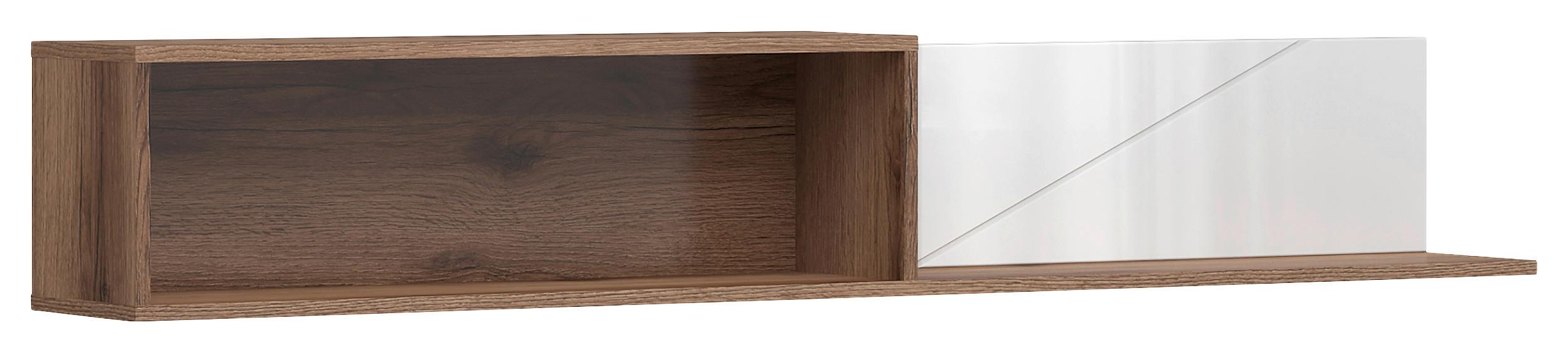 WANDBOARD FORN SHELF - Eichefarben/Weiß Hochglanz, Design, Holzwerkstoff (156/25/22cm)