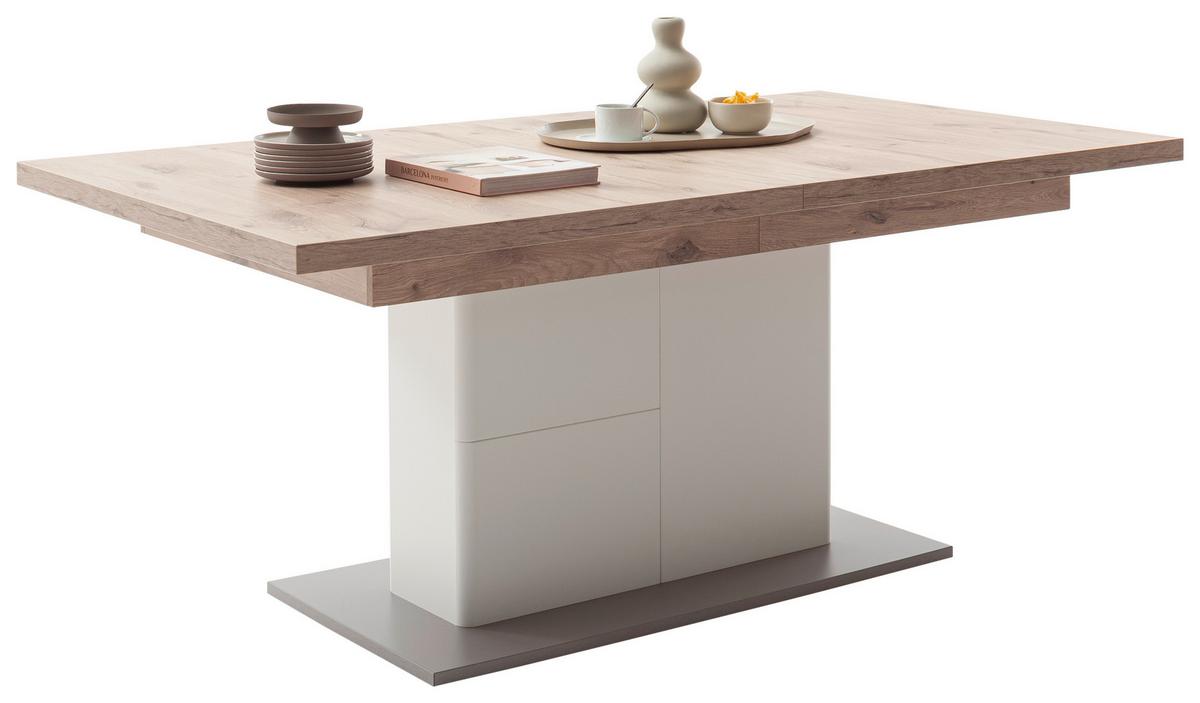 Esstisch Palermo Weiß/eiche D. B: 180cm - Eichefarben/Weiß, Design, Holzwerkstoff (180/77/100cm) - Livetastic