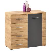 Kommode B 88cm Uno, Kraft Eiche Dekor/Lavagrau - Eichefarben/Grau, MODERN, Holzwerkstoff (88/80/40cm)