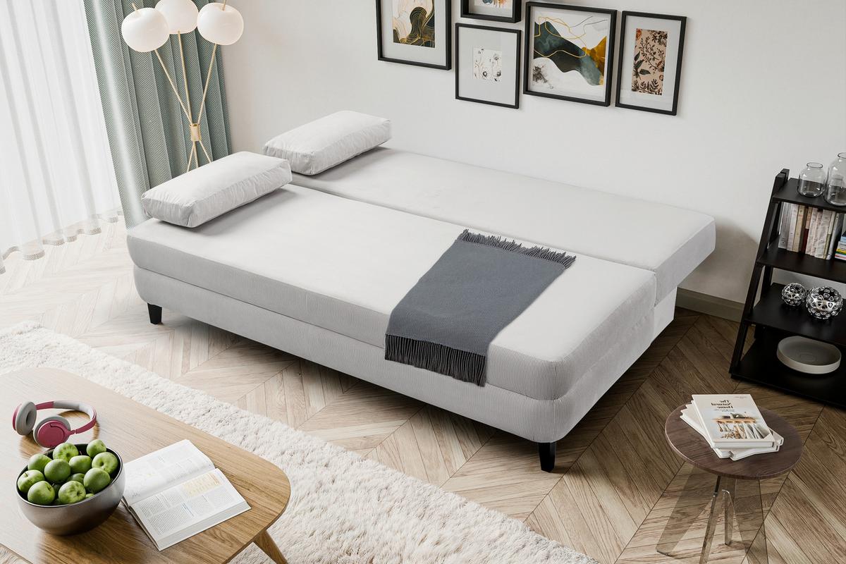 Schlafsofa Sorto Hellgrau B: 200cm - Hellgrau/Schwarz, Basics, Holz/Textil (200/91/100cm) - MID.YOU