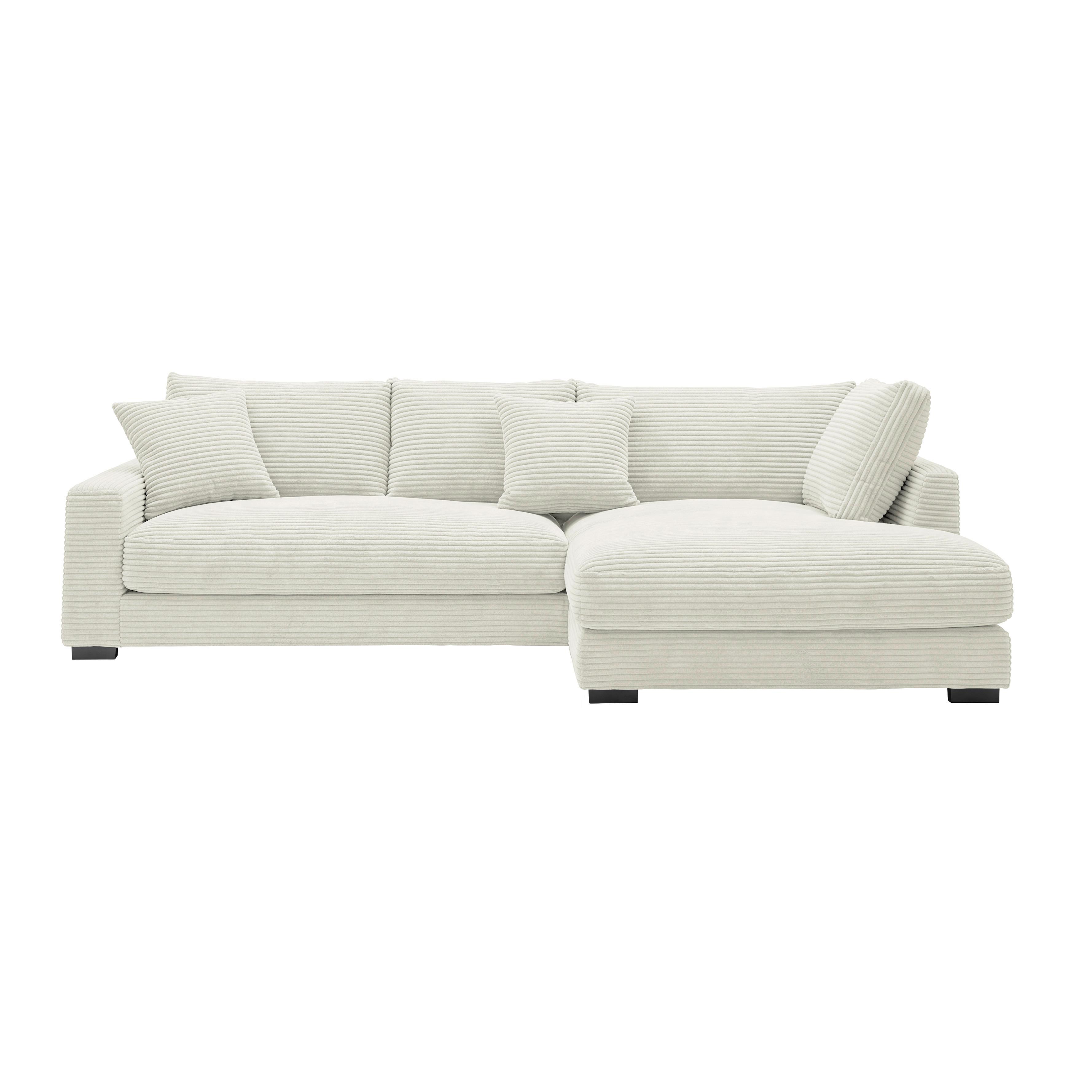 Rohová sedačka PEDRO, pravá, krémový manšestr - černá/krémová, Moderní, textil/plast (300/190cm) - Mömax