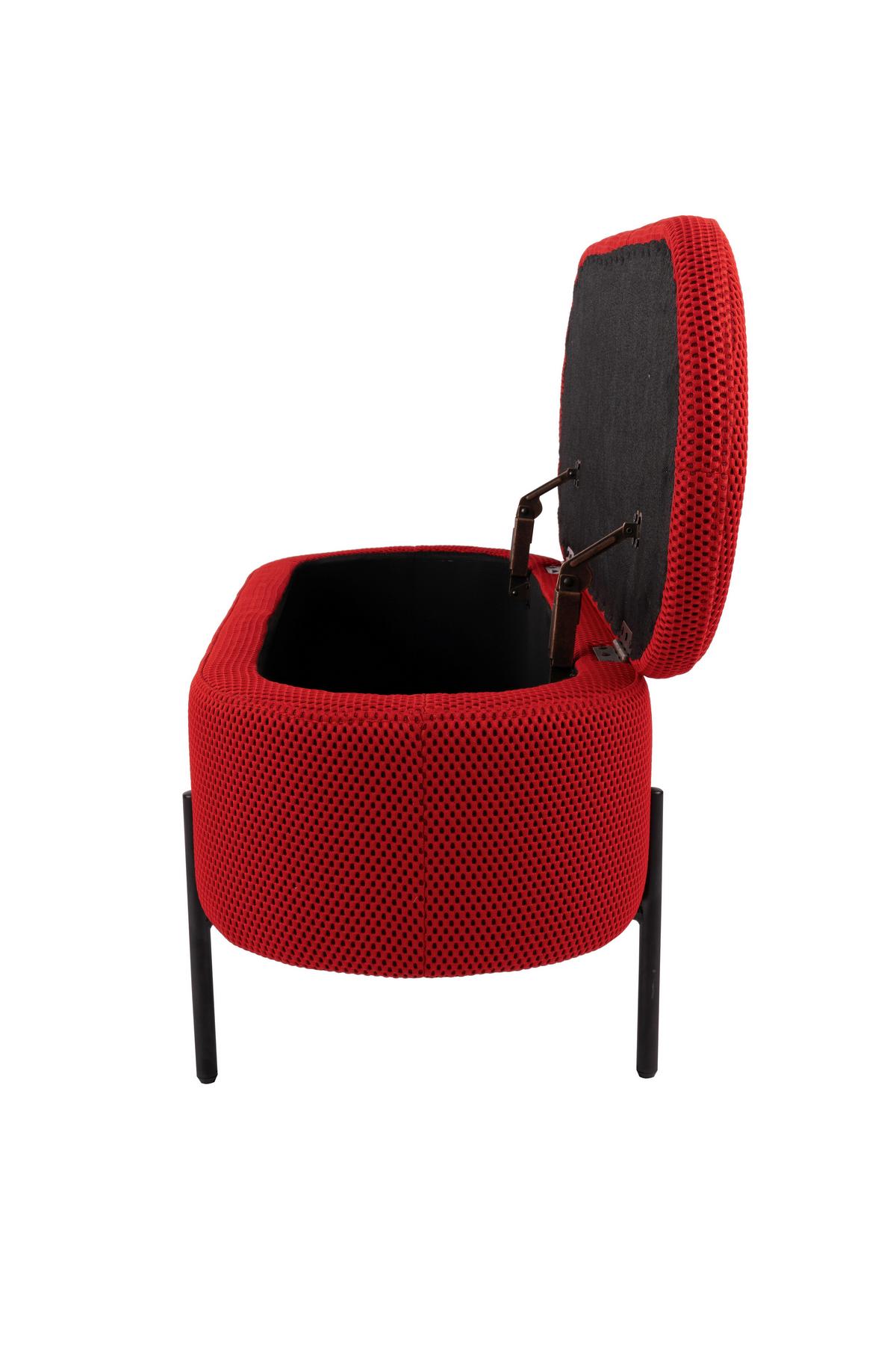 Hockerbank Carla Rot mit Stauraum L: 95 cm - Rot/Schwarz, Design, Textil/Metall (95/43/36cm)