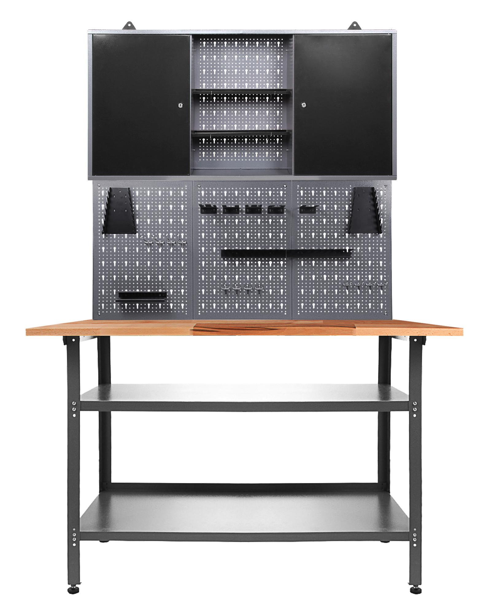 Werkbank-Set Nobbi Echtholz/Stahl B: 120 cm