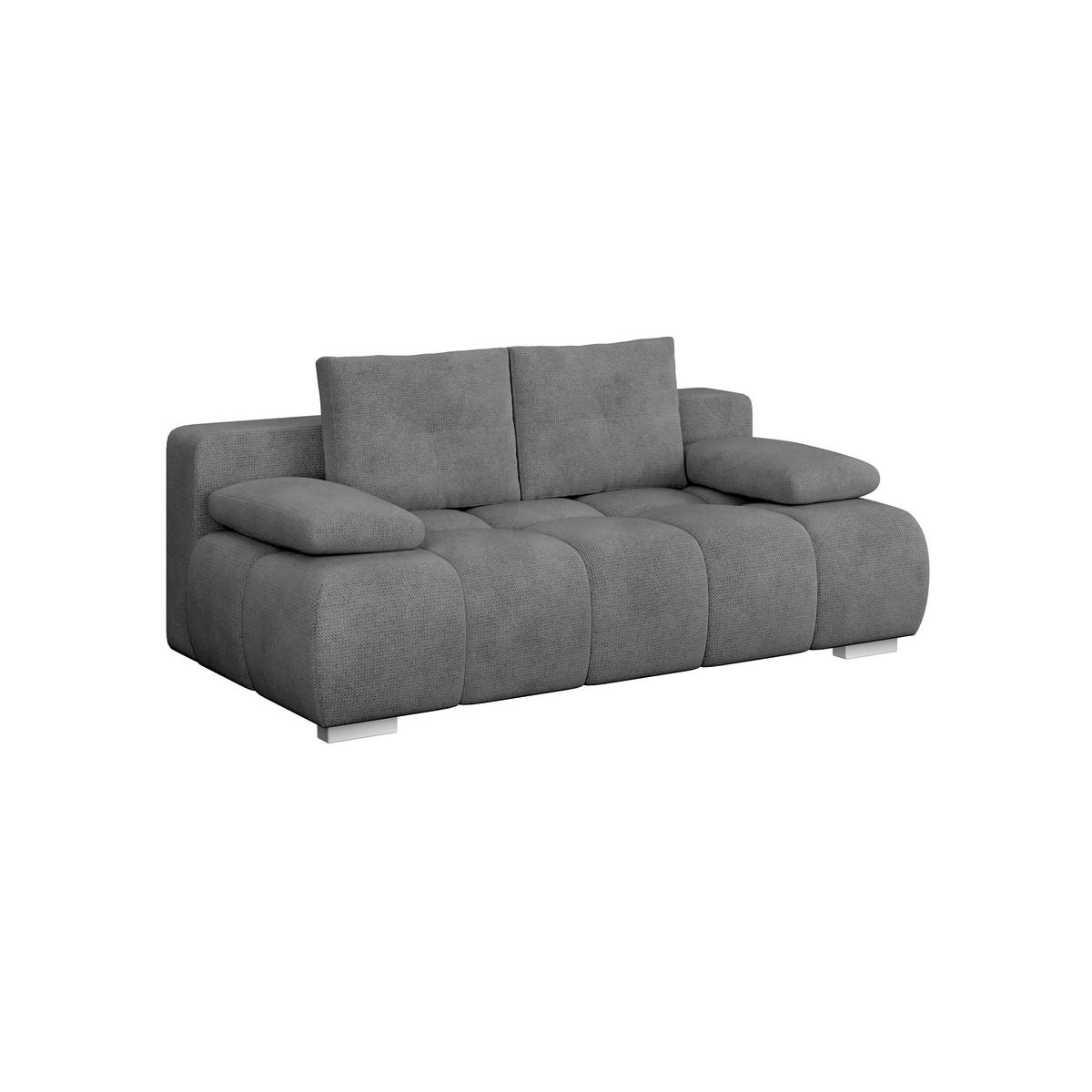 Boxspringsofa mit Bettkasten Webstoff dunkelgrau, B: 206 cm - Chromfarben/Dunkelgrau, Trend, Holzwerkstoff/Textil (206/90/105cm) - Luca Bessoni