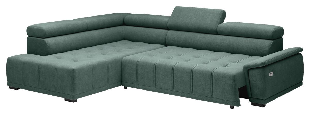 Rohová sedačka GRINALDI, levá, tmavě zelená - černá/tmavě zelená, Moderní, textil/plast (206/283cm) - Premium Living