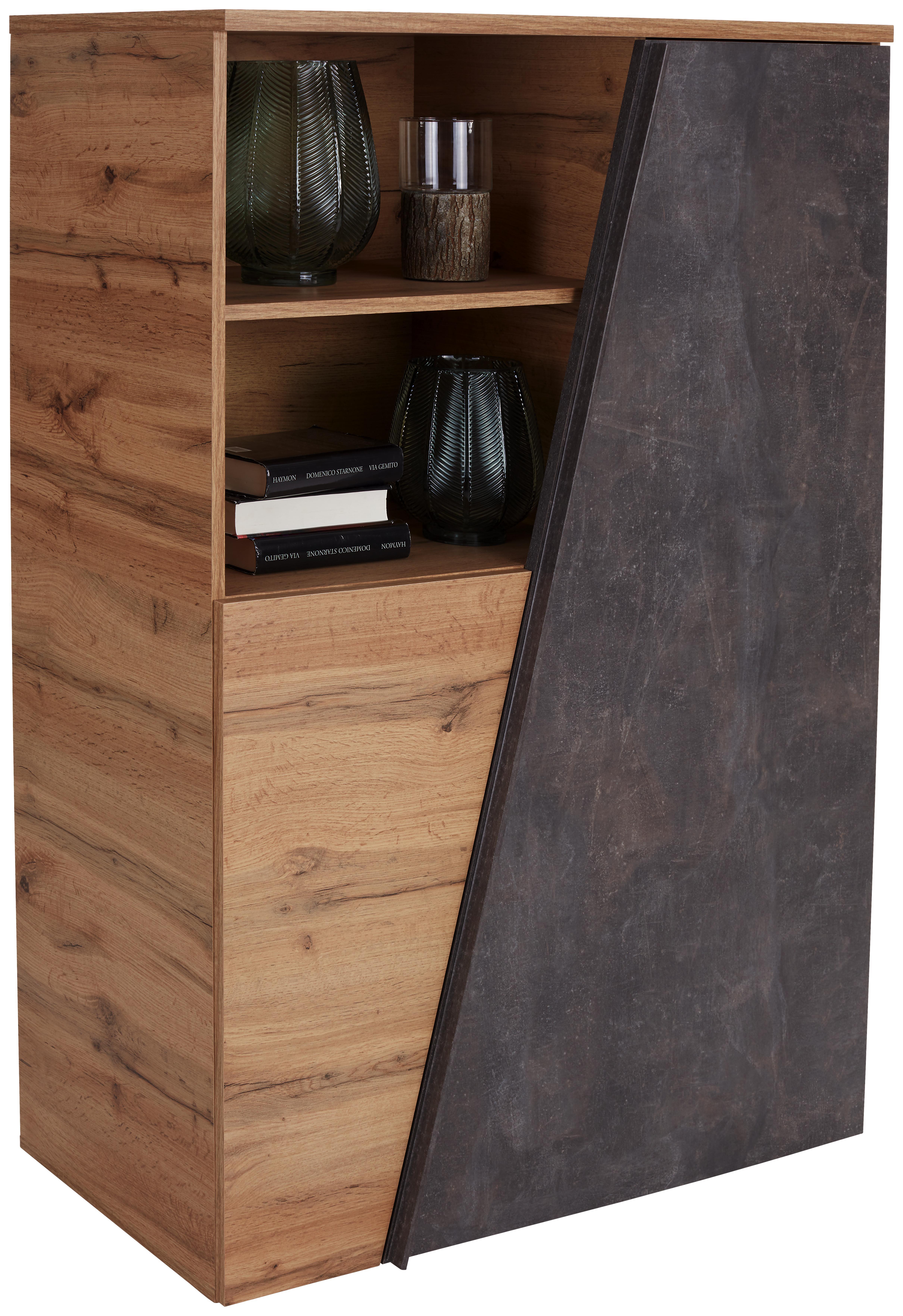 Highboard Venedig Mdis 01 B:98cm Wotan Eiche Dekor - Eichefarben/Dunkelbraun, KONVENTIONELL, Holzwerkstoff (98/138/42cm)