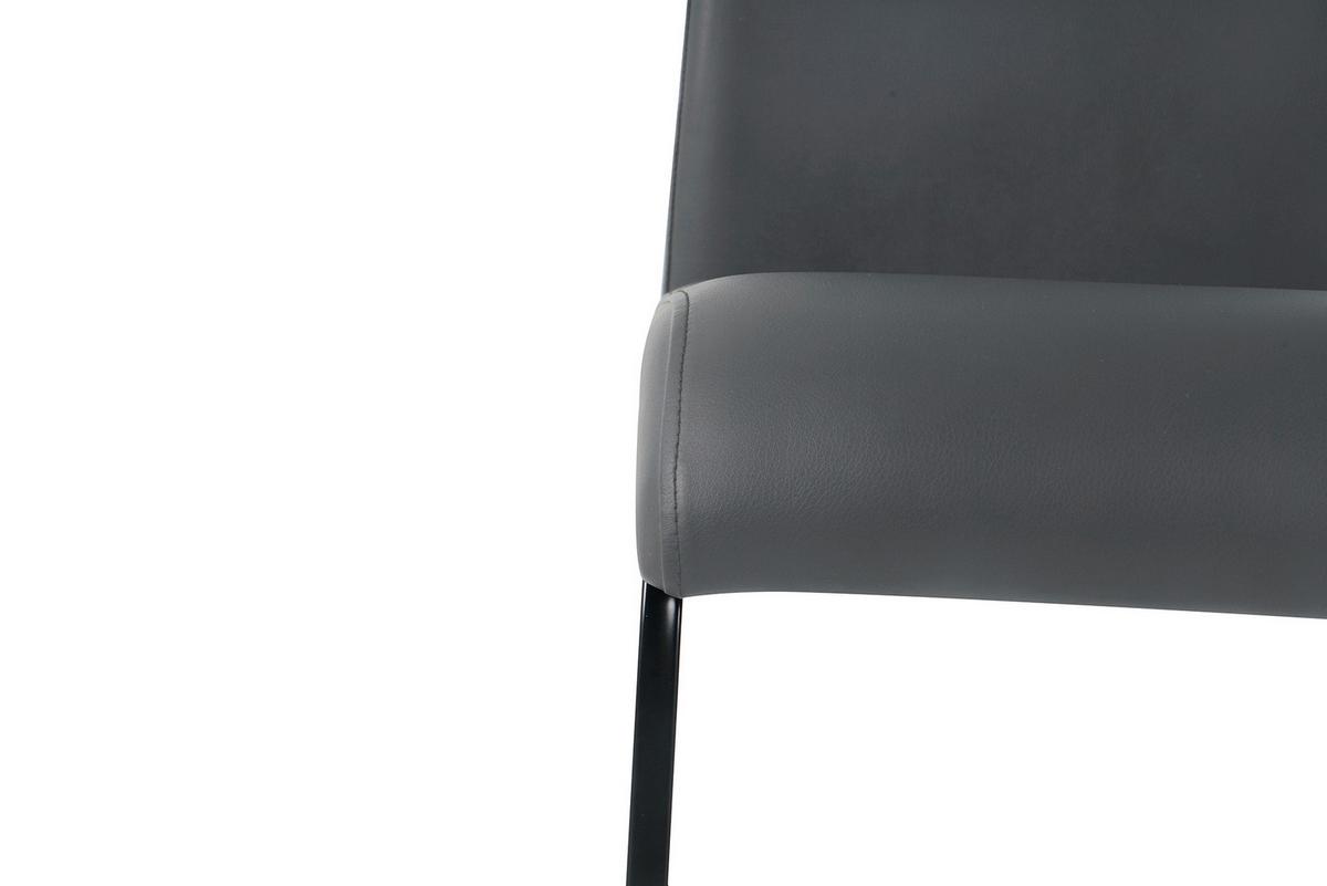 Stuhl-set Lederlook Grau, B: 42cm - Schwarz/Grau, Design, Kunststoff/Textil (42/98/56cm) - Livetastic