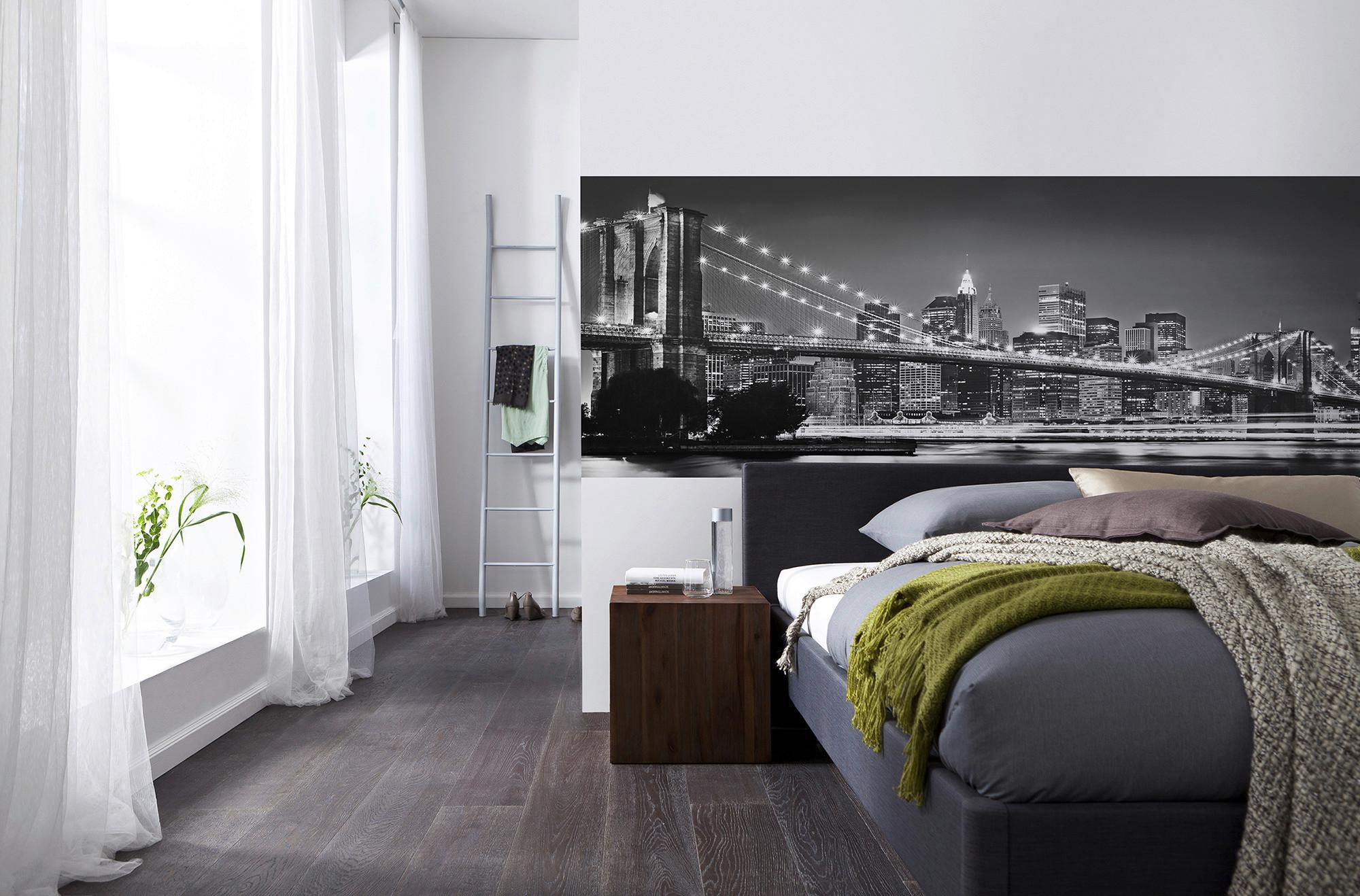 Vliestapete Brooklyn Bridge - Schwarz/Weiß, Basics (400/140cm) - Komar