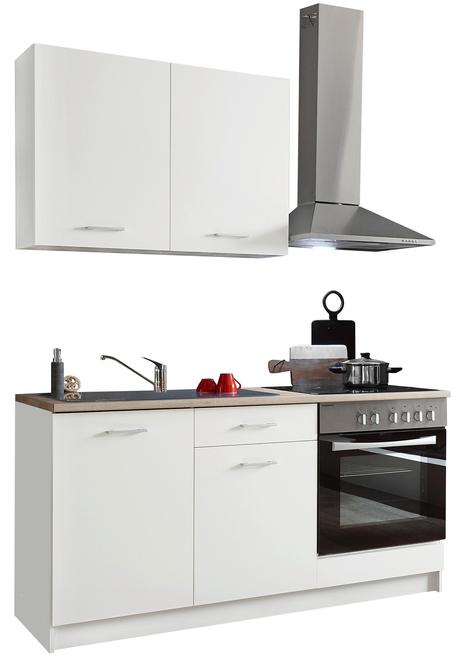 Küchenzeile Wow ohne Geräte 160 cm Weiß/Eiche Dekor - Weiß/Sonoma Eiche, KONVENTIONELL, Holzwerkstoff (160cm) - P & B