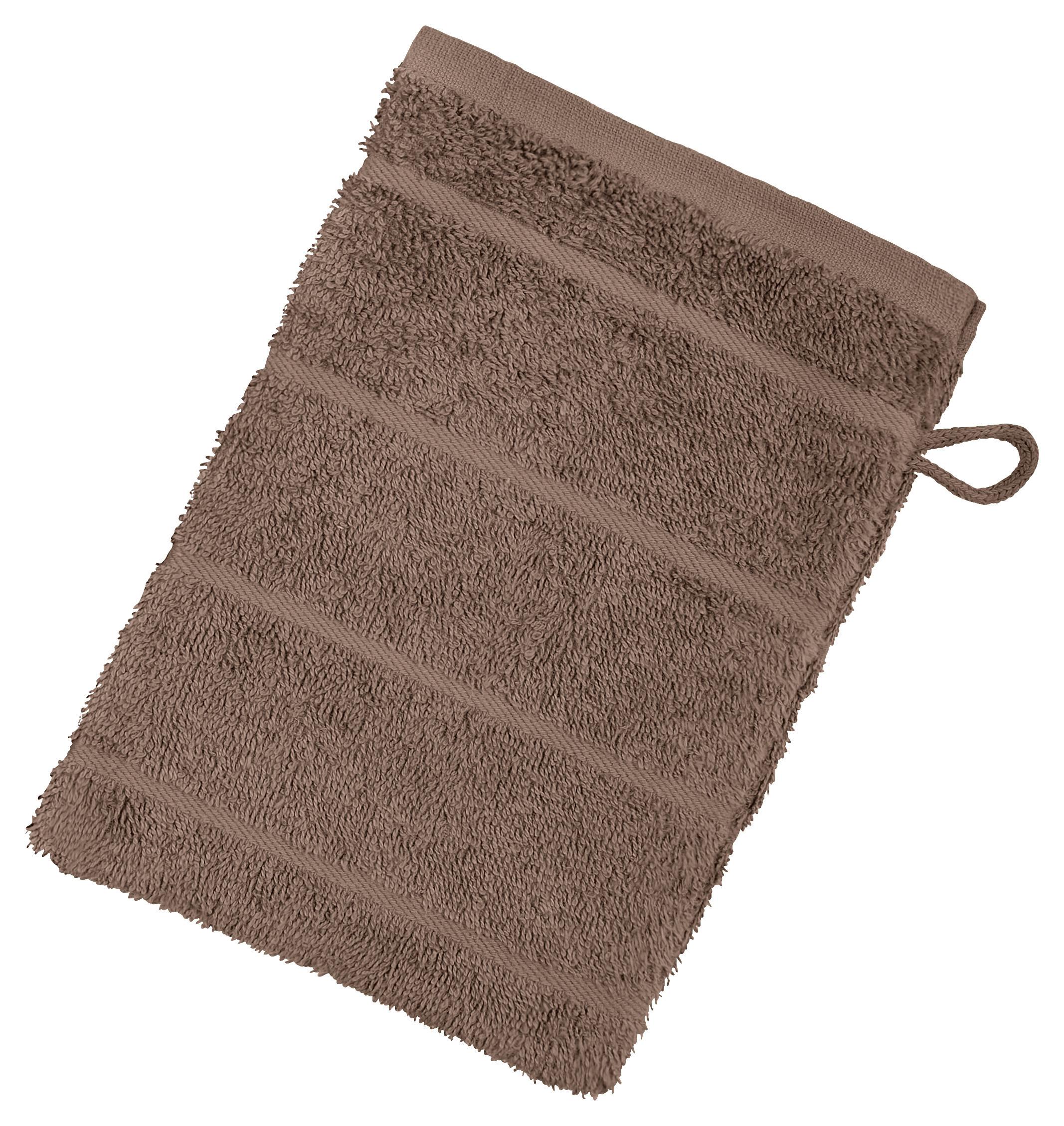Waschlappen Liliane Taupe Baumwolle mit Schlaufe - Taupe, KONVENTIONELL, Textil (16/21cm) - Ondega