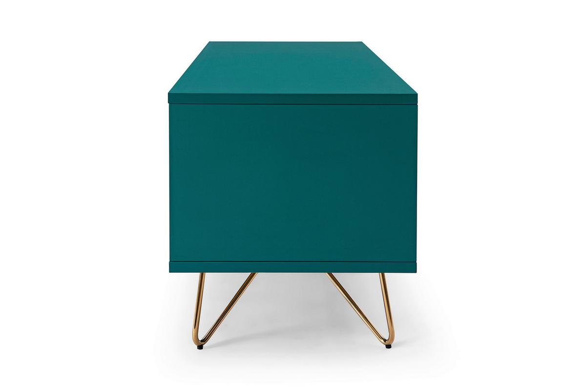 Lowboard Blau B: 120cm - Blau/Messingfarben, Design, Holzwerkstoff (120/45/40cm) - Livetastic