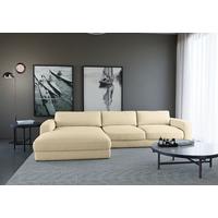 Ecksofa Bourbon, Creme S: 176x303 cm - Creme/Schwarz, MODERN, Textil (176/303cm) - Trendmanufaktur