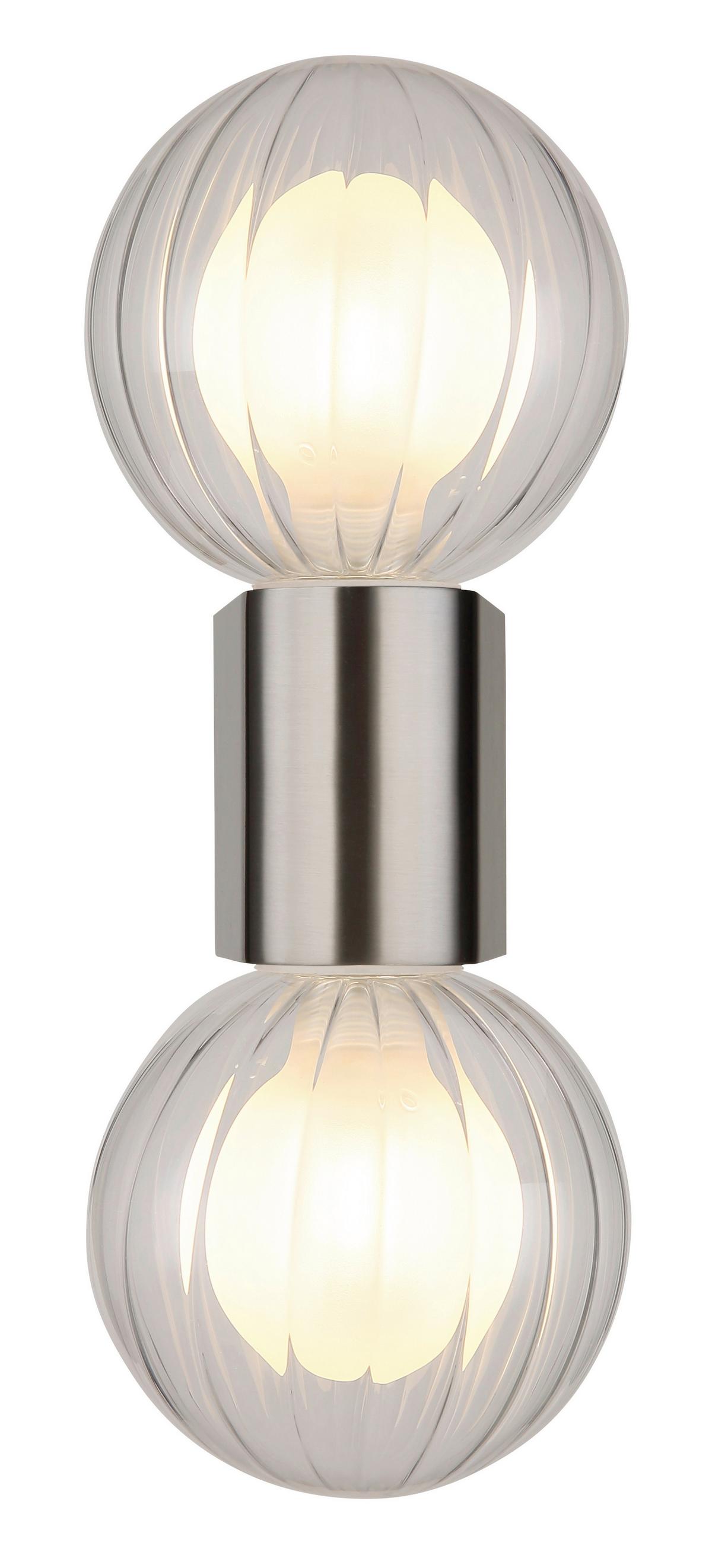 Badezimmer-Wandleuchte 41928-2n - Klar, KONVENTIONELL, Glas/Metall (10/12/26,5cm) - Globo