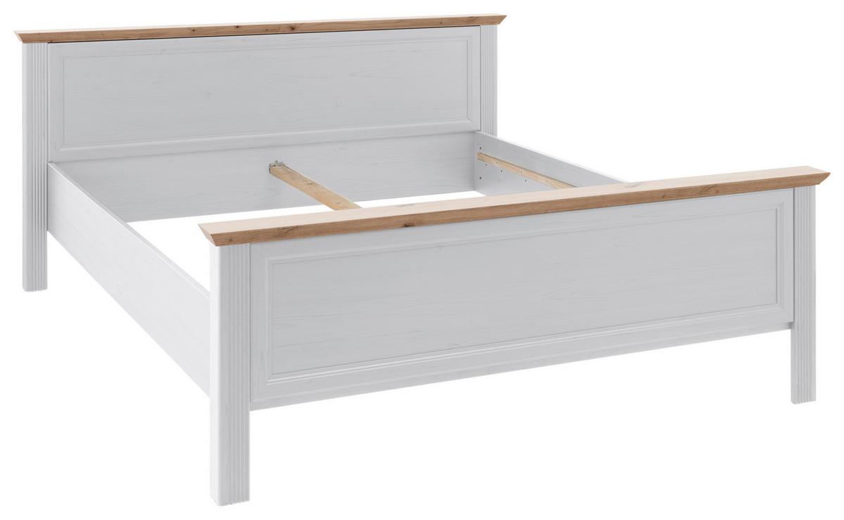 Doppelbett Landhaus-stil 180x200 Jasmin Ii Weiß/eiche - Schwarz/Weiß, LIFESTYLE, Holzwerkstoff (180/200cm)