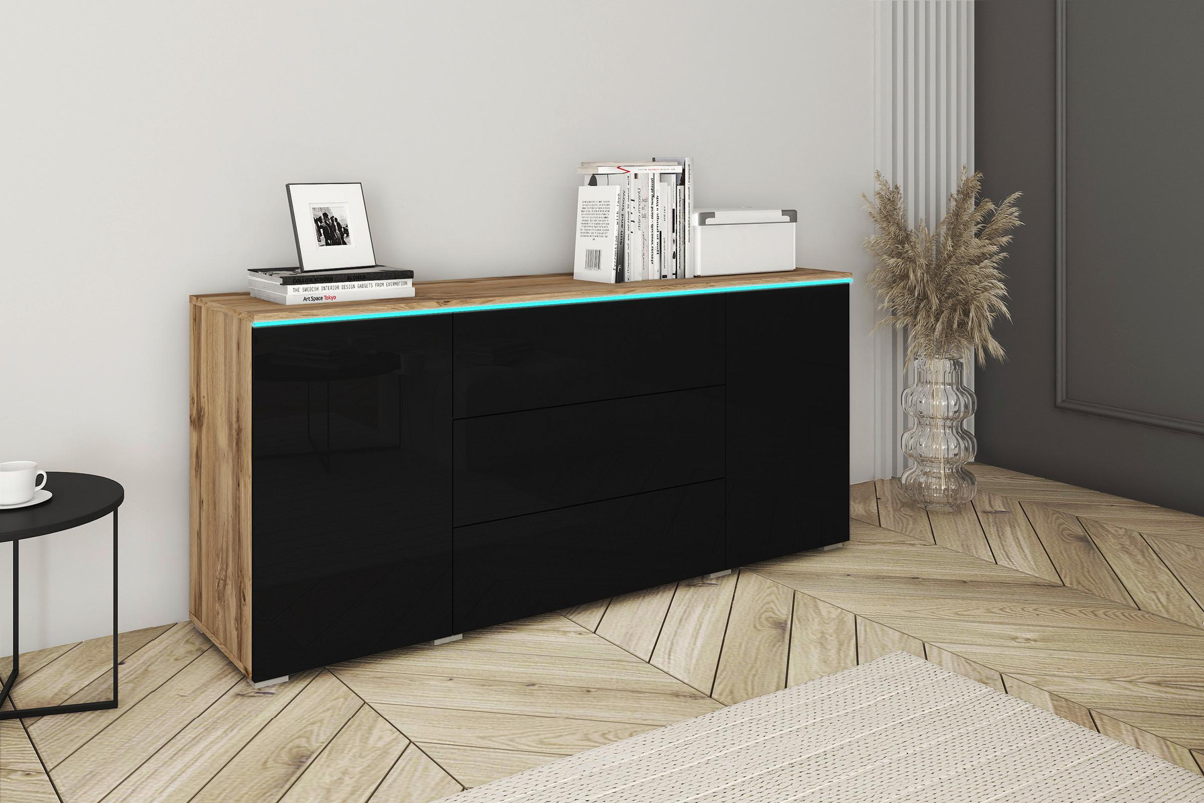 Sideboard in Schwarz Hochglanz
