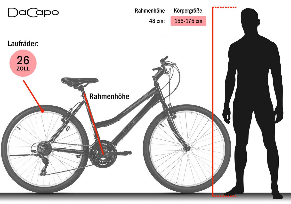 Mountainbike Damen 26 Zoll - Schwarz, Basics, Metall (25/140/60cm)