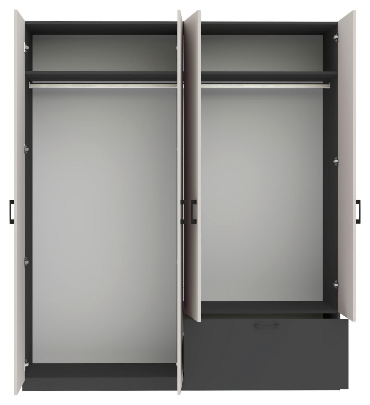 Drehtürenschrank Mit Schublade 180cm Mila Kaschmir/anthrazit - Kaschmir/Anthrazit, KONVENTIONELL, Holzwerkstoff (180/210/54cm)