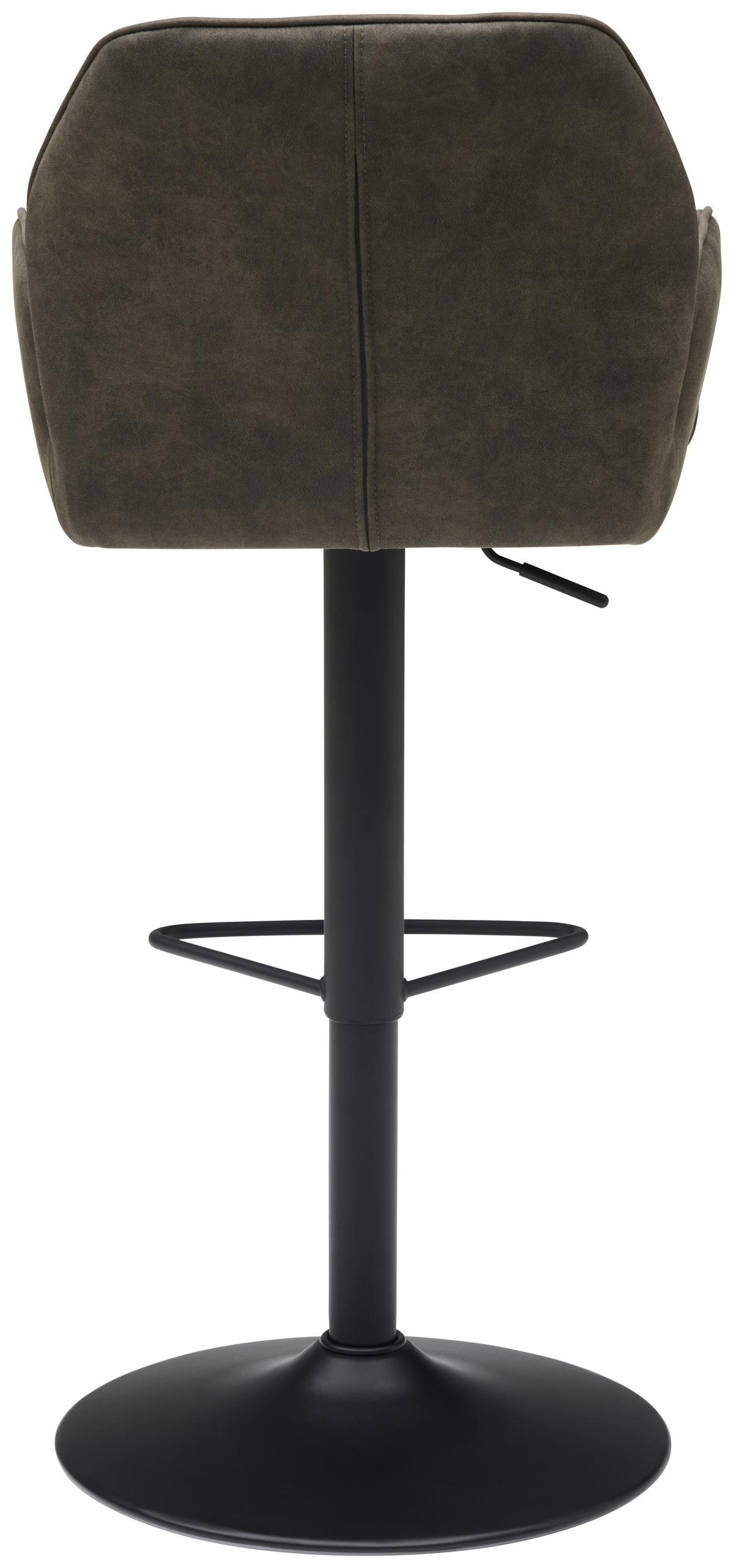 Barhocker Höhenverstellbar Mit Lehne Wanda Webstoff Grau - Schwarz/Grau, KONVENTIONELL, Textil/Metall (51/90-111/52cm) - MID.YOU