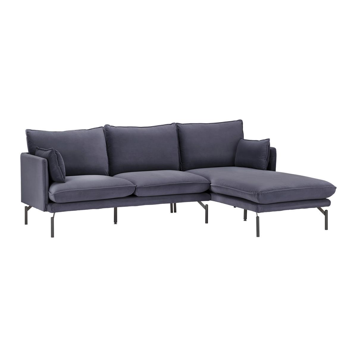 Sedací souprava ROSA šedá - šedá/černá, Moderní, kov/textil (226/84/163cm) - Bessagi Home