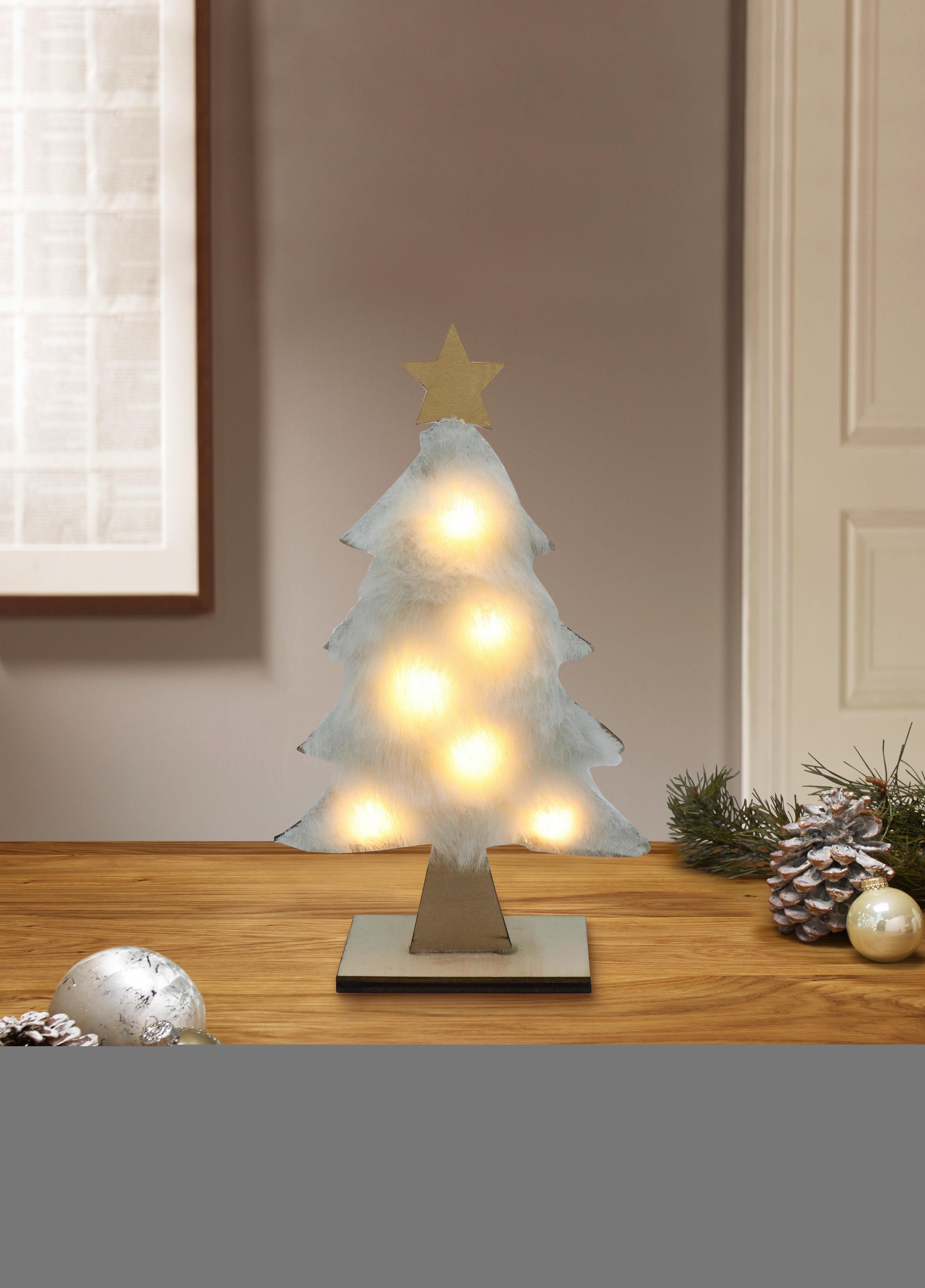 LED-Dekoleuchte Fayette Christbaum-Design - Nussbaumfarben/Weiß, ROMANTIK / LANDHAUS, Holz (11/19,5cm) - James Wood