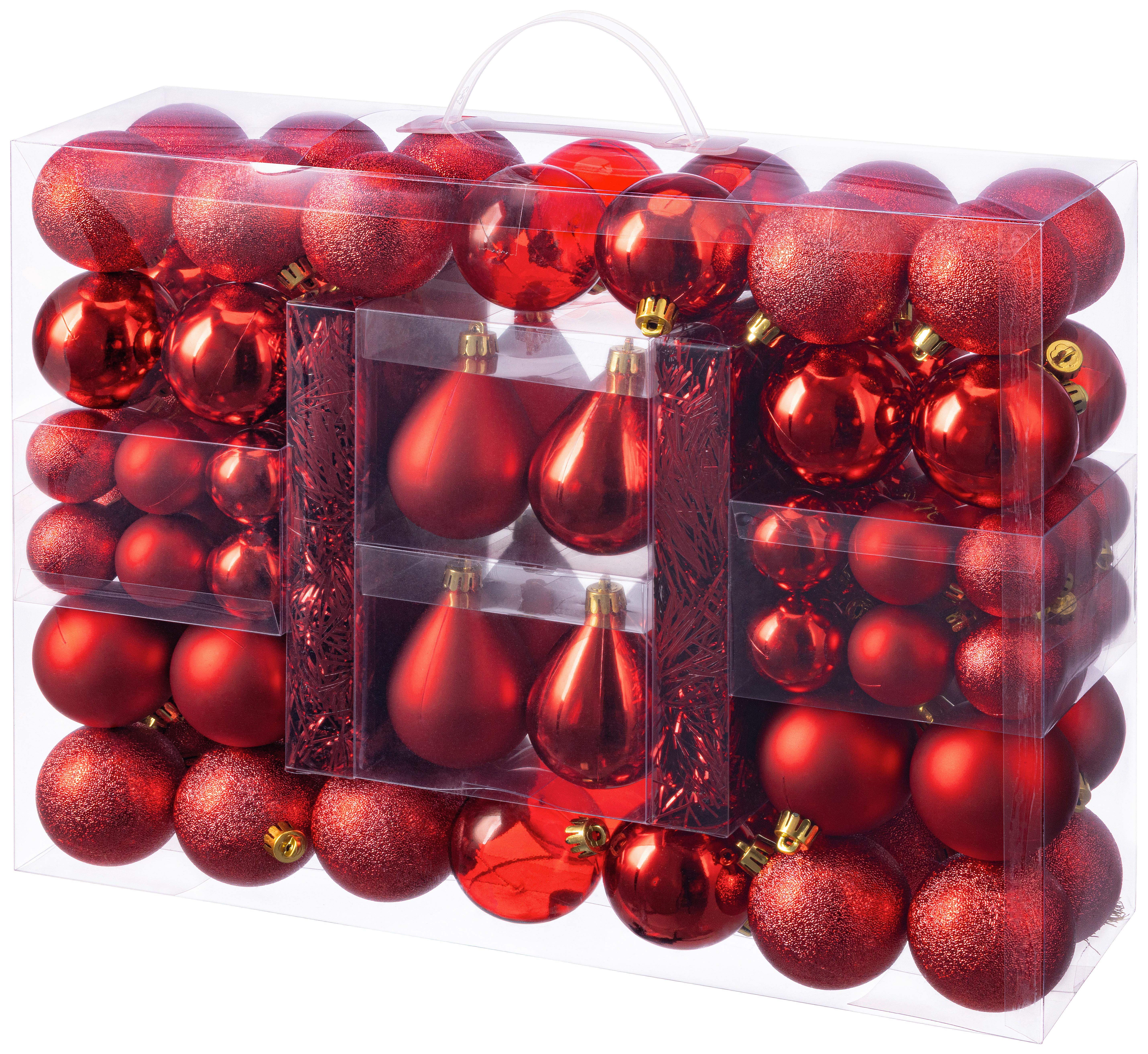 CHRISTBAUMKUGEL-SET Dirk, Rot, 90-teilig - Rot, KONVENTIONELL, Kunststoff - Luca Bessoni