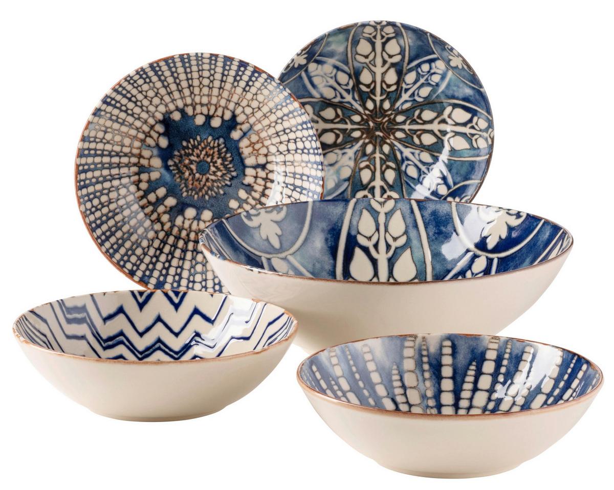 Salatset Iberico Blue 5--Teilig. Geschirr Set - Blau/Weiß, Basics, Keramik (36,5/36,5/31,5cm) - Mäser