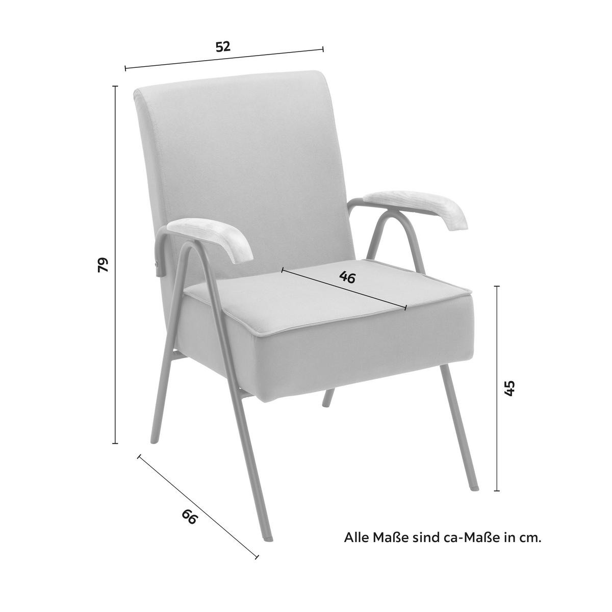 Retro křeslo Nati šedohnedé - černá/přírodní barvy, Moderní, kov/dřevo (52/79/66cm) - Bessagi Home