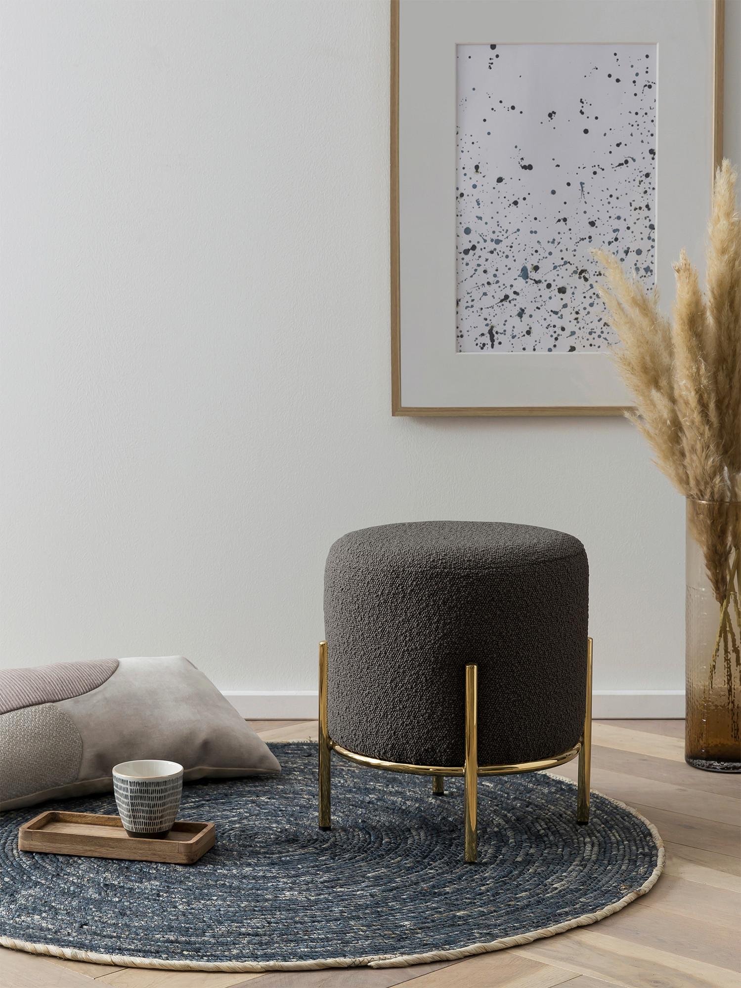 Hocker Anthrazit, Goldfarben B: 35 Cm - Anthrazit/Goldfarben, MODERN, Textil (35/38/35cm) - Livetastic