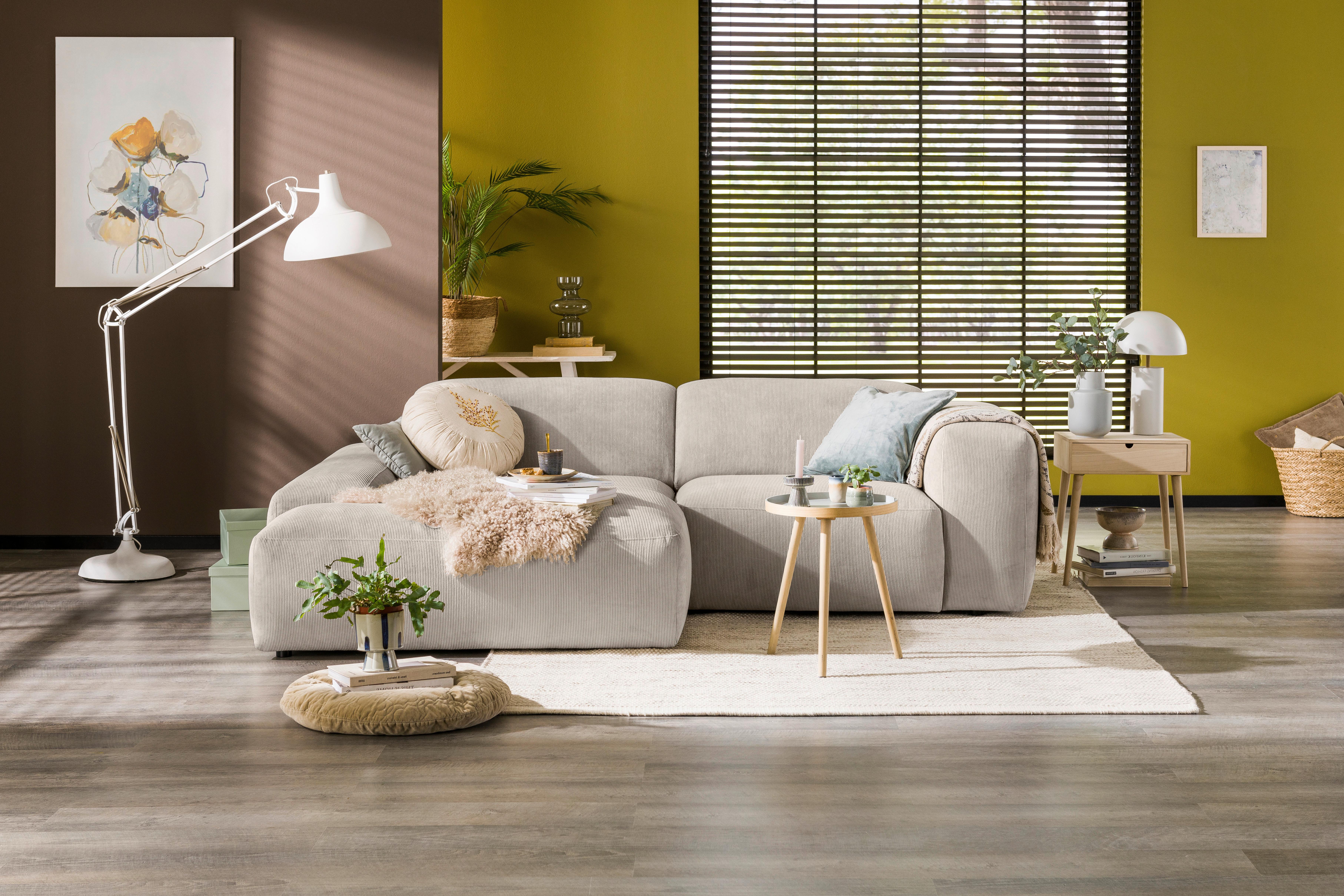 Ecksofa Hannah Creme 170x252 Cm - Creme/Schwarz, Design, Textil (170/252cm) - MID.YOU