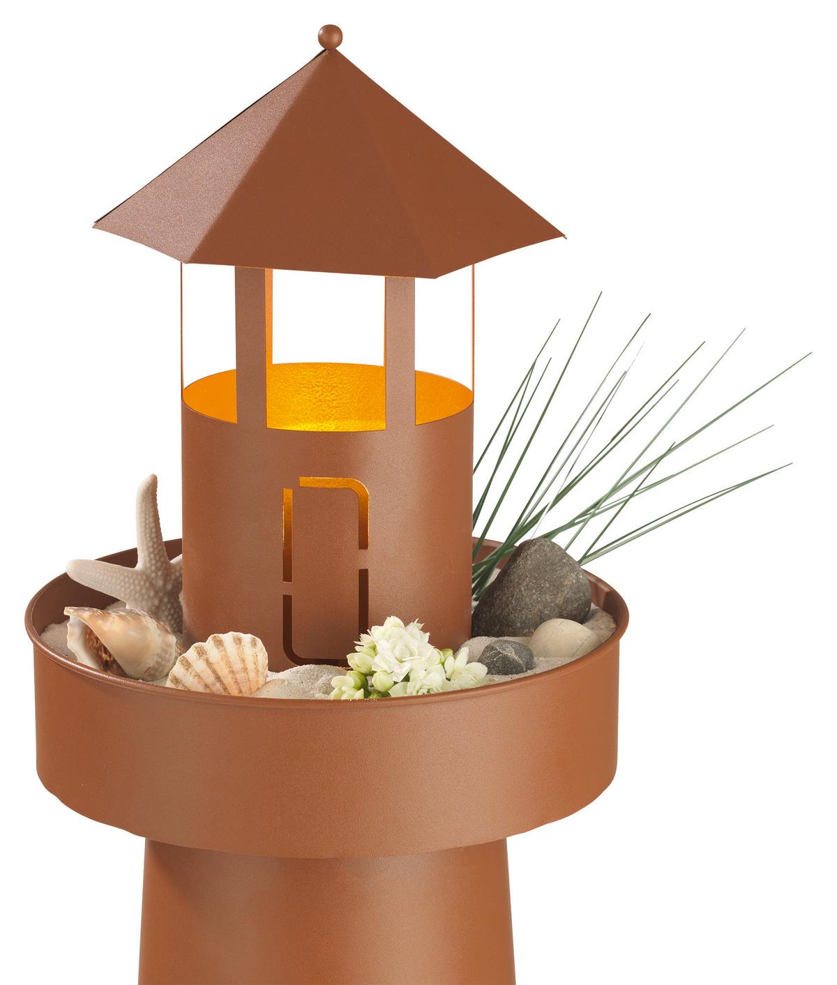 Led Dekosäule Mit Schale Garvida Leuchtturm H: 70,6 Cm - Rostfarben, Basics, Metall (18,5/18,5/70,6cm)