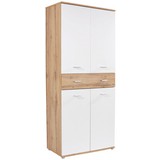 Schuhschrank Köln Xr - 2 - Eichefarben/Weiß, MODERN, Holzwerkstoff (85/191,2/37,7cm)