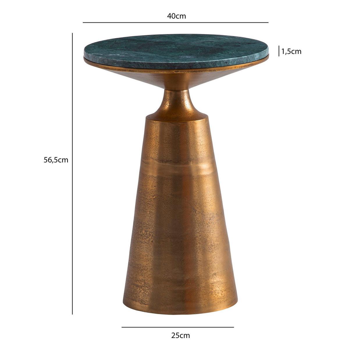 Beistelltisch Grün, Goldfarben L: 40 Cm - Goldfarben/Grün, Design, Stein/Metall (40/40/56,5cm) - Livetastic