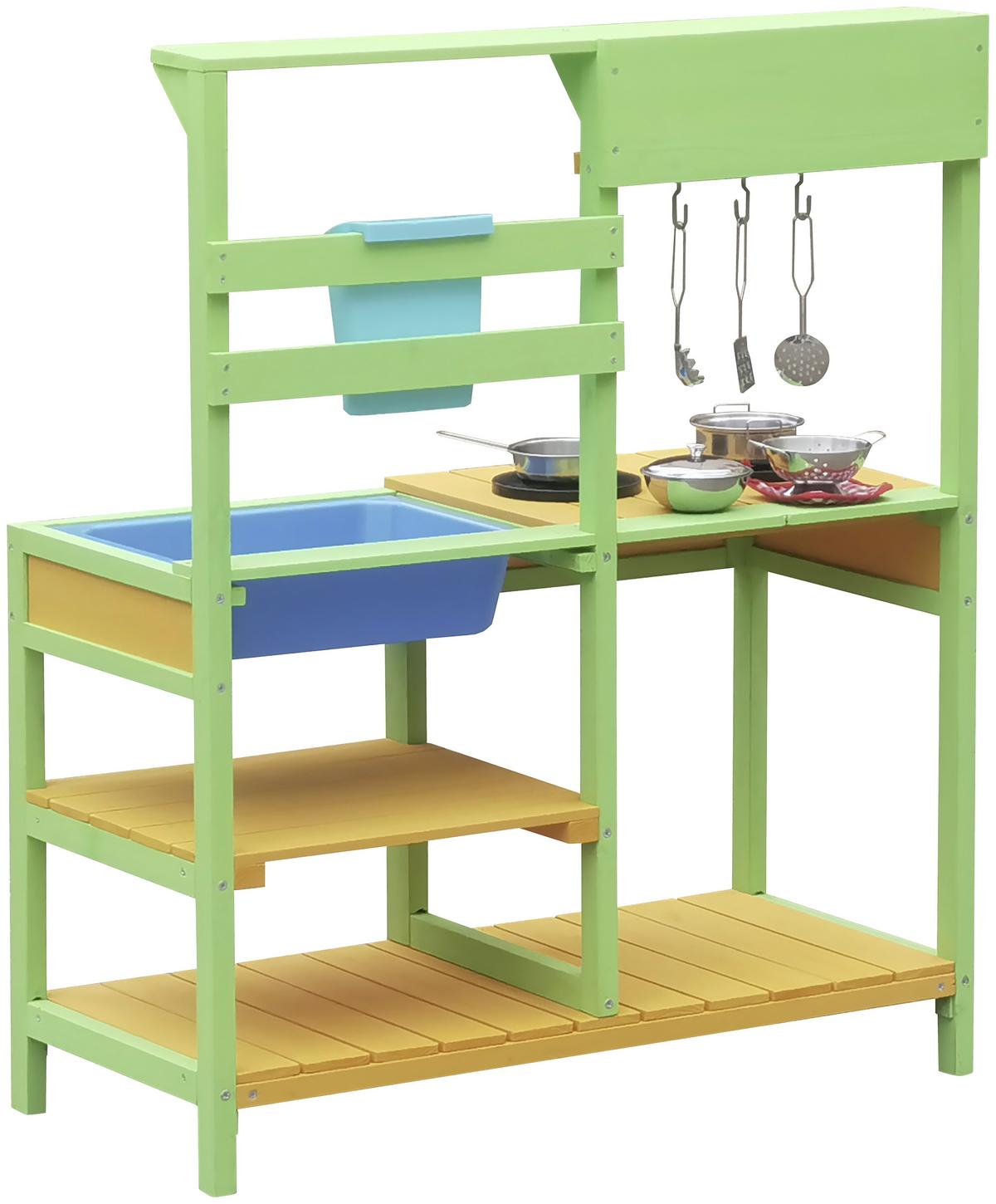 Matschküche Anna - Naturfarben/Hellgrün, Trend, Holz (92/75/35cm) - James Wood