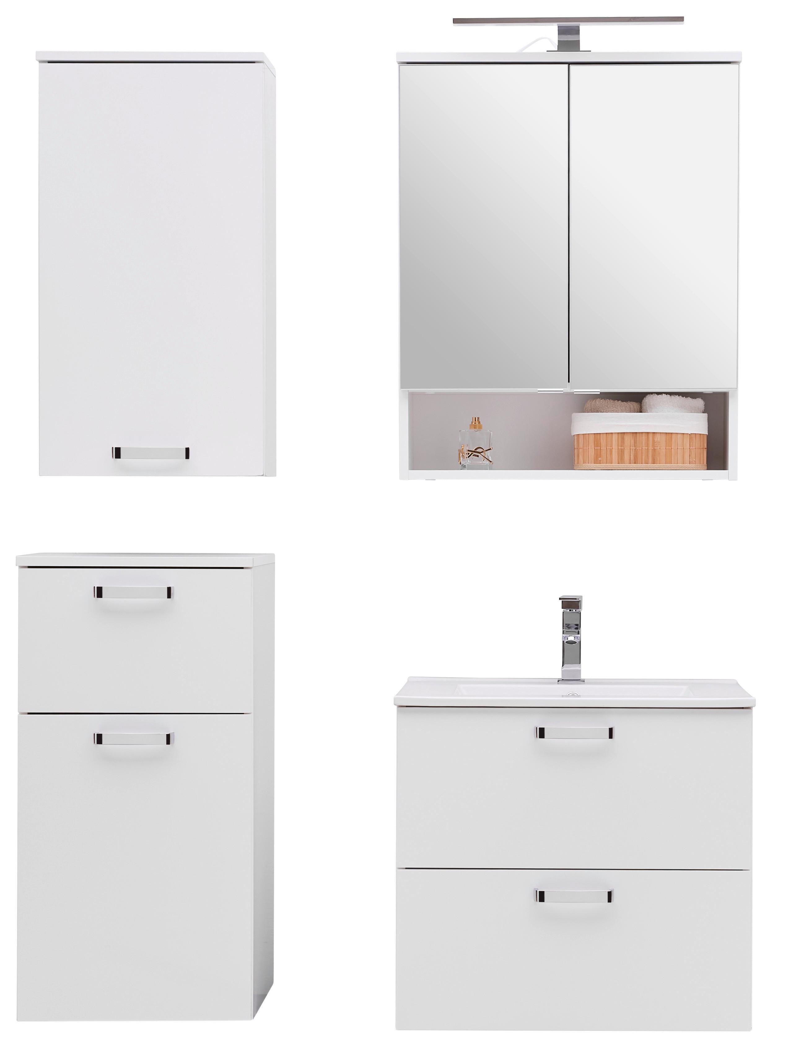 Badezimmer Fresh Weiß 5-teilig - Weiß, KONVENTIONELL, Holzwerkstoff (101/168,5/47cm) - Ondega