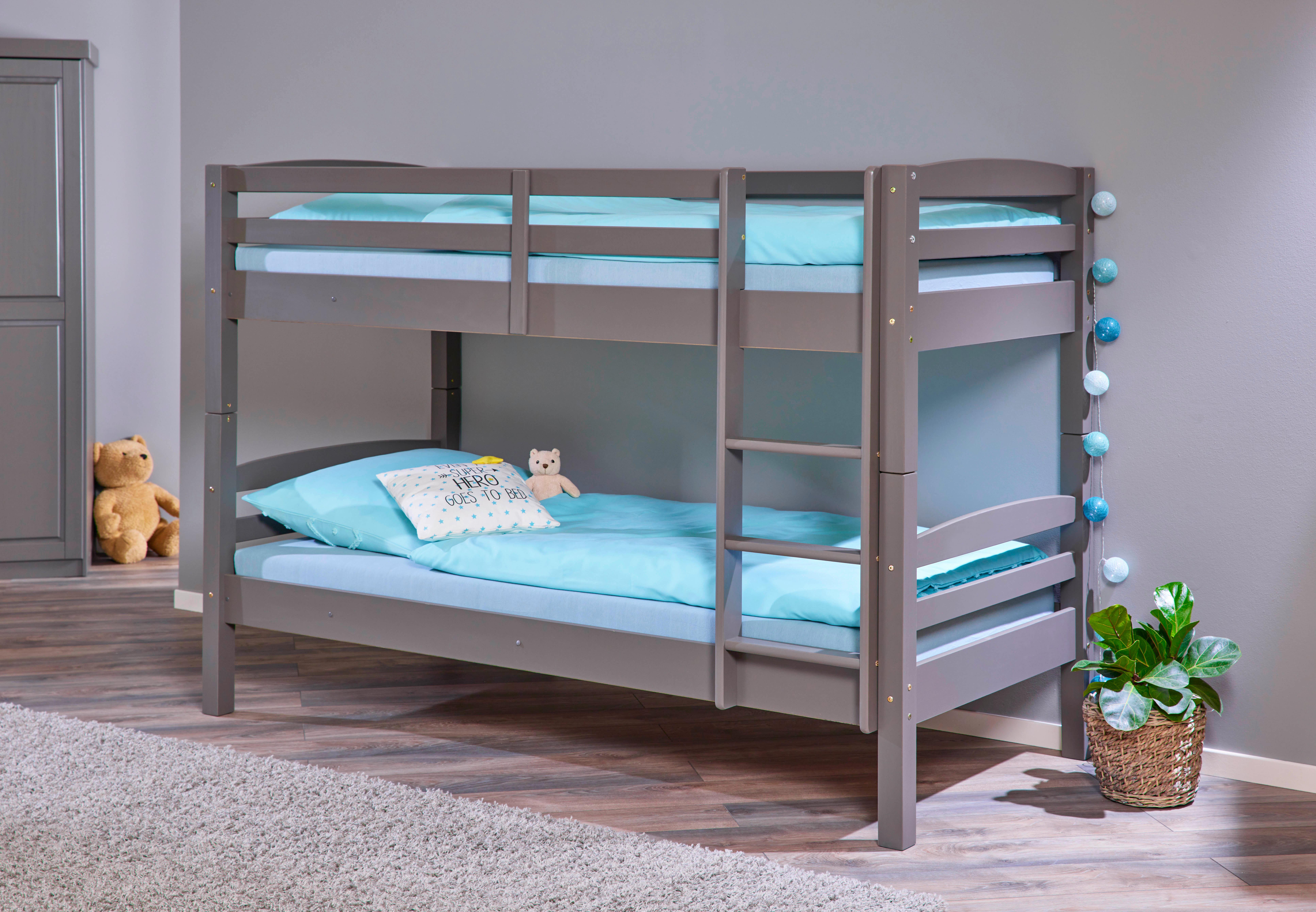 Poschodová posteľ LAVIUS - sivá, Modern, drevo (90/200cm) - MID.YOU