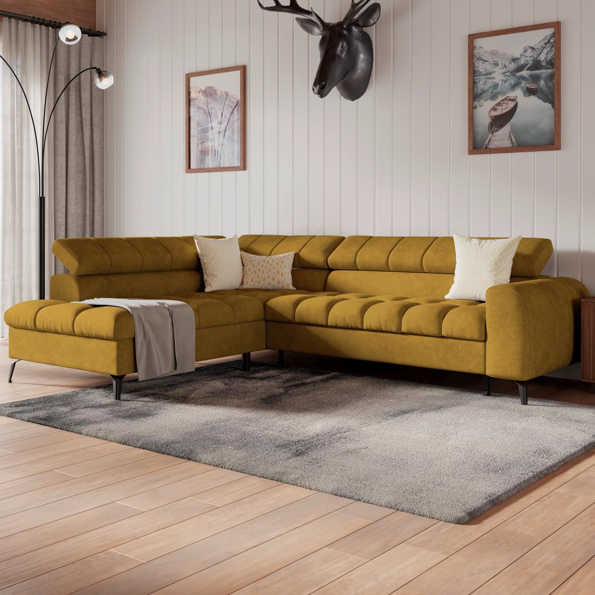 Ecksofa Volf Links New Terracotta, S: 203x261 Cm - Terracotta/Schwarz, Trend, Kunststoff/Textil (203/261cm)