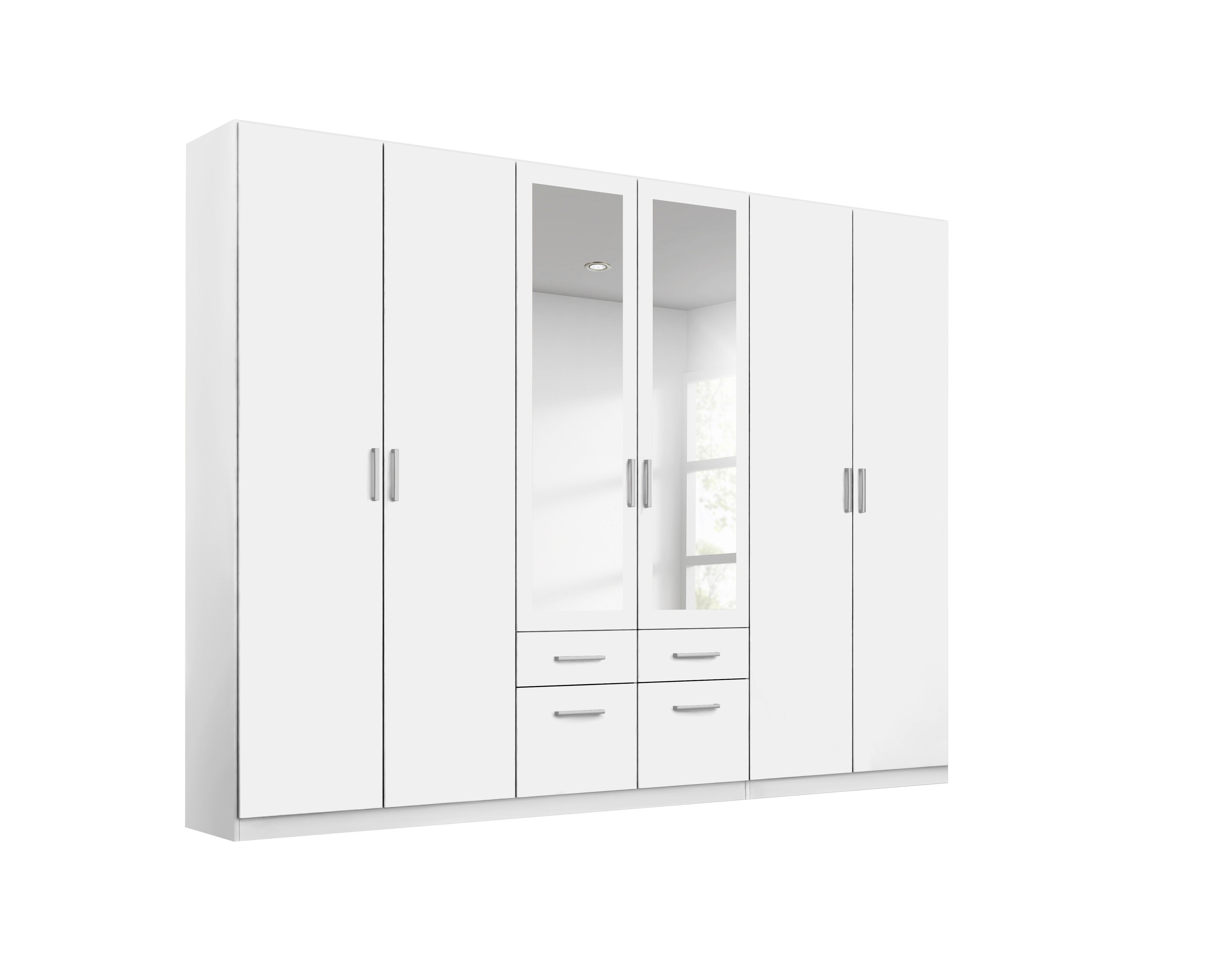 Drehtürenschrank Mit Spiegel 271 cm Bingen Weiß - Weiß, MODERN, Holzwerkstoff (271/229/54cm) - Rauch Möbel