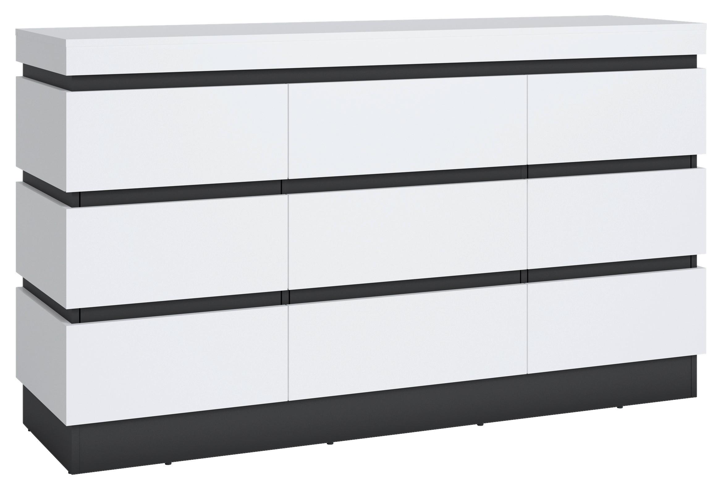 Sideboard Campania Anthrazit, Weiß B: 160,8 Cm - Anthrazit/Weiß, Trend, Holzwerkstoff (160,8/92,5/45cm)