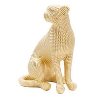 Skulptur Leopard Gold B: 23 cm - Goldfarben, Basics, Kunststoff (23/29/15.5cm)
