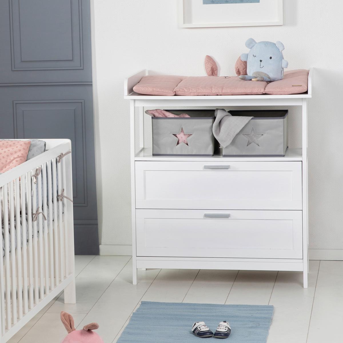 Prebaľovacia komoda WHITE š. 87 cm, 2 zásuvky+2 boxy - biela, Romantik / Landhaus, kompozitné drevo/plast (87/100/75cm)