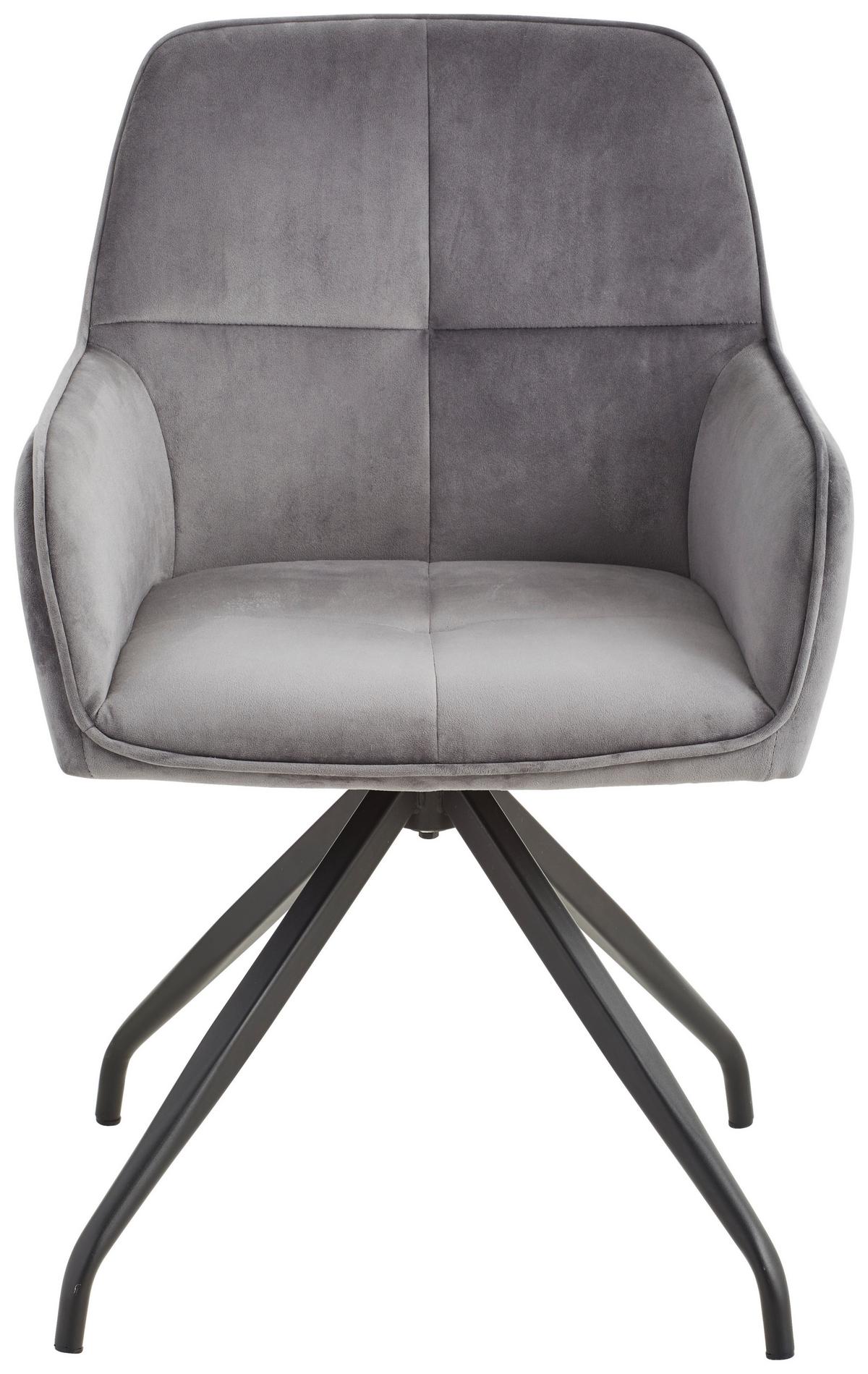 Schalenstuhl Rapallo Grau Gepolstert + Drehbar - Schwarz/Grau, MODERN, Holz/Textil (57/83,5/60cm) - Livetastic