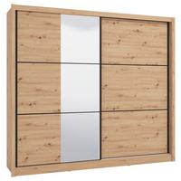 Tolóajtós Szekrény Navara 242/215,5 Cm - Artisan tölgy, Basics, faalapú anyag/Üveg (242/215,5/60cm)