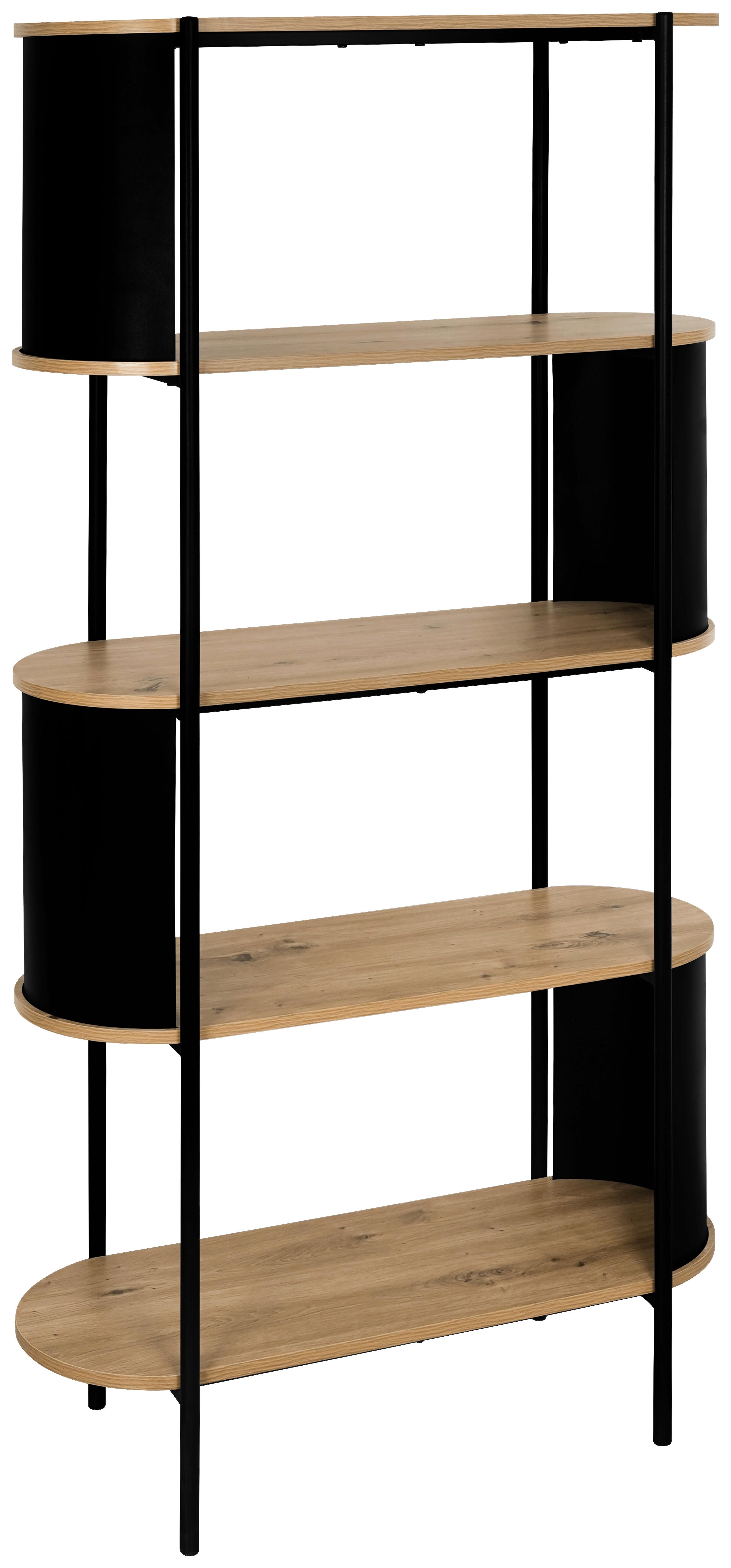 Polc Nl24909 80/172 Cm - fekete/Artisan tölgy, Modern, faalapú anyag/fém (80/172/34cm)