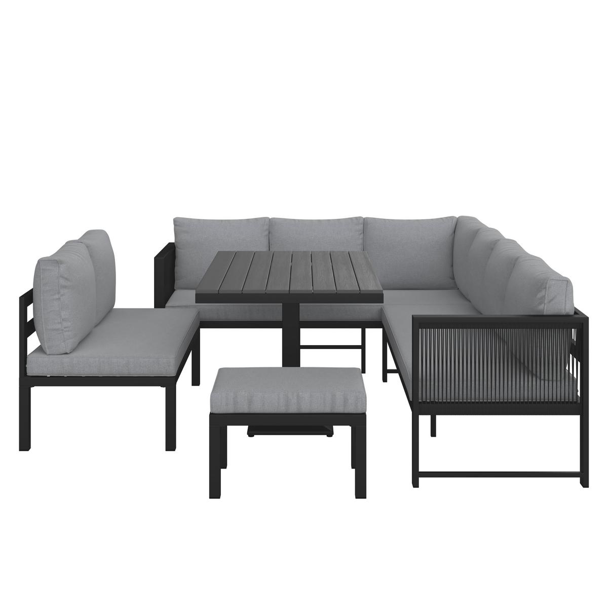 Záhradná sedacia súprava PERGOLINA - sivá/svetlosivá, Modern, kov/textil (194/245cm) - Bessagi Garden