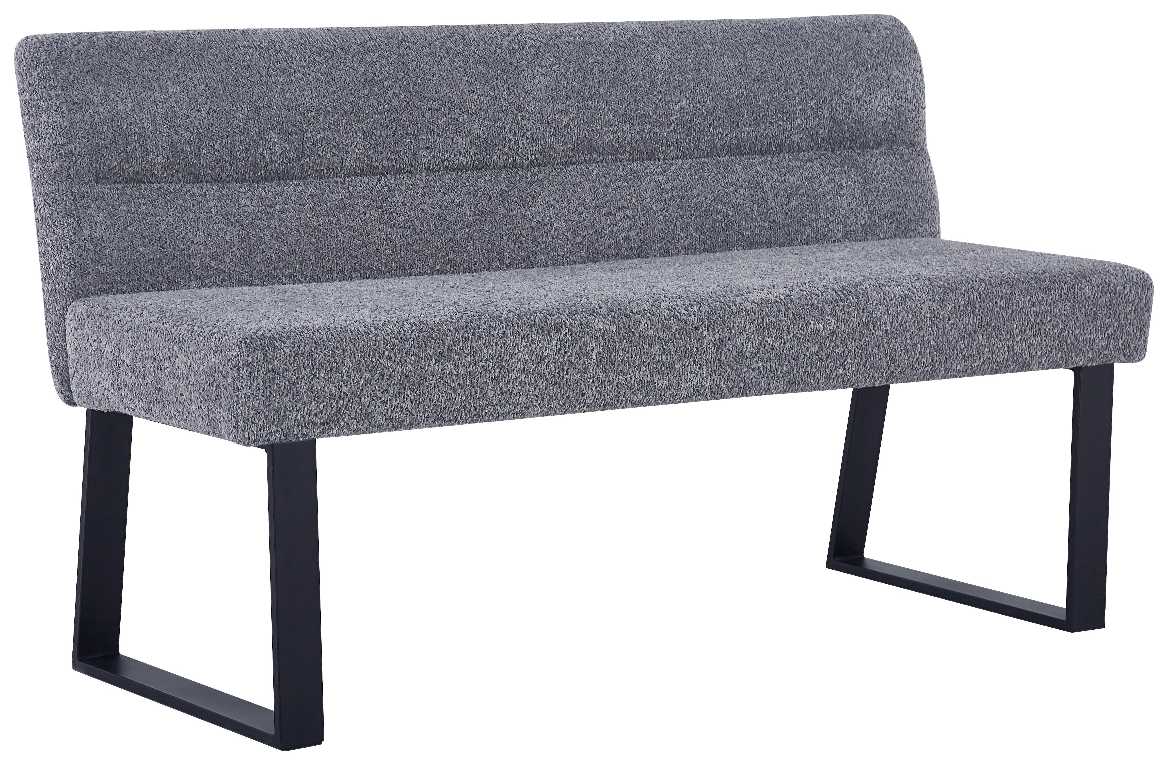 Sitzbank Kea Mit Lehne Grau, B: 140 Cm - Schwarz/Grau, KONVENTIONELL, Textil/Metall (140/83/61cm) - MID.YOU