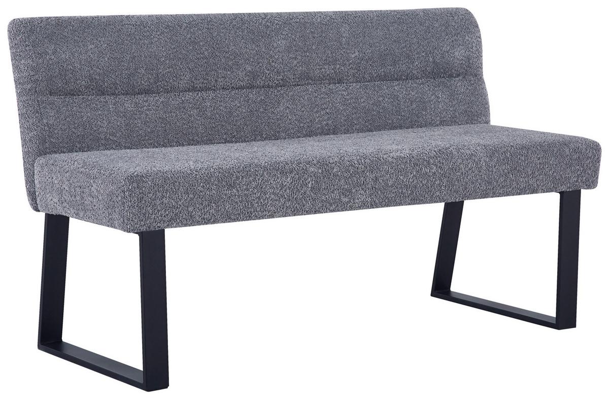 Sitzbank Kea Mit Lehne Grau, B: 140 Cm - Schwarz/Grau, KONVENTIONELL, Textil/Metall (140/83/61cm) - MID.YOU