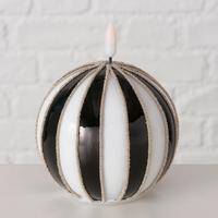 Kerze Mit Led Janet - Schwarz/Weiß, Basics, Glas/Kunststoff (11/13cm) - Luca Bessoni