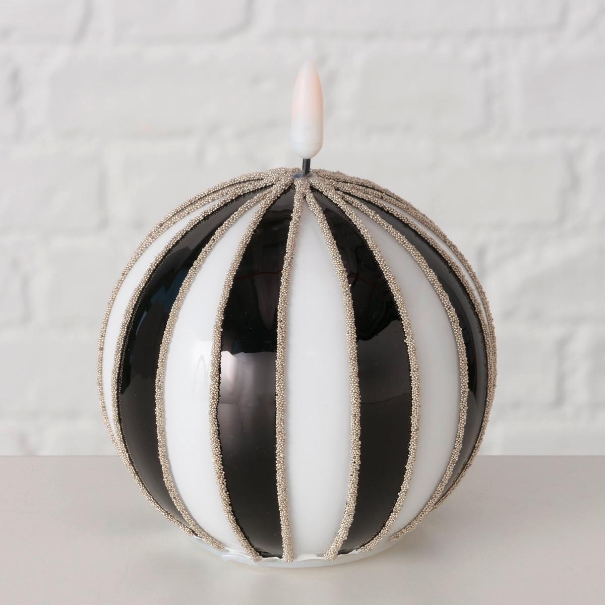 Kerze Mit Led Janet - Schwarz/Weiß, Basics, Glas/Kunststoff (11/13cm) - Luca Bessoni